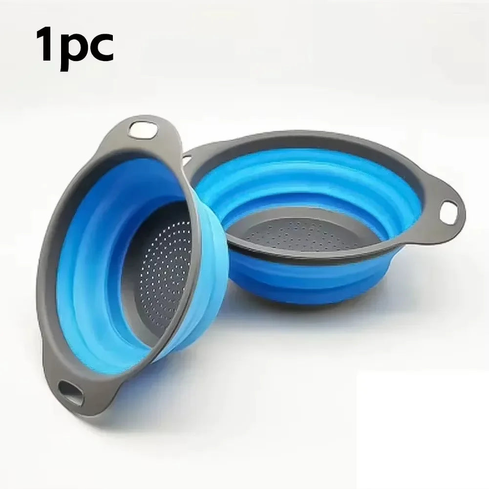 Escorredor Dobrável de Silicone para Frutas e Legumes – Cesto Multifuncional de Cozinha