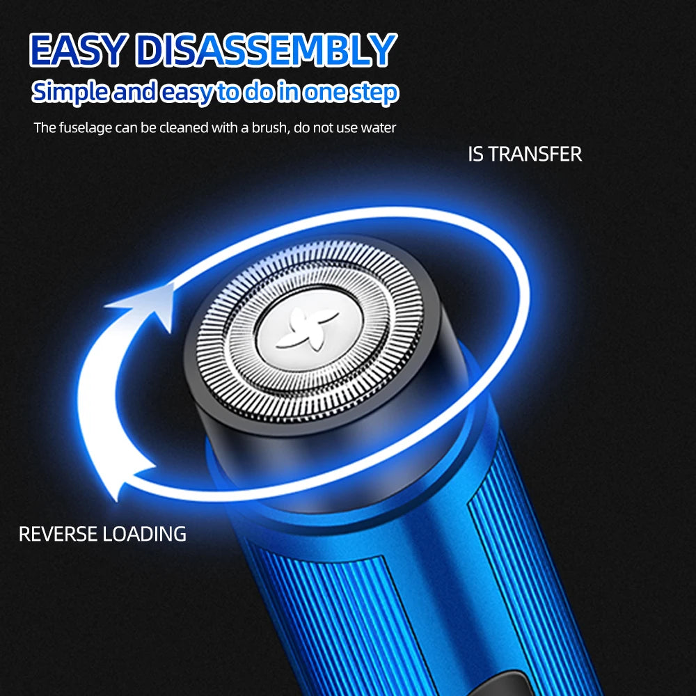 Mini Barbeador Elétrico Recarregável Portátil para Homens e Mulheres