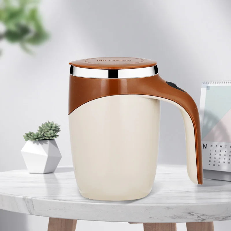 Caneca Misturadora Automática Elétrica Recarregável – Copo de Café Portátil em Aço Inoxidável com Sistema Magnético Giratório