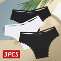 3 Calcinhas femininas de algodão, sexy, cintura baixa, renda, calcinha, macia, respirável, lingerie feminina íntima.
