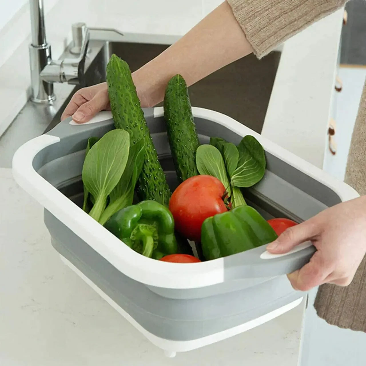 Tábua de Corte Dobrável 3 em 1 com Escorredor – Multifuncional para Cozinha