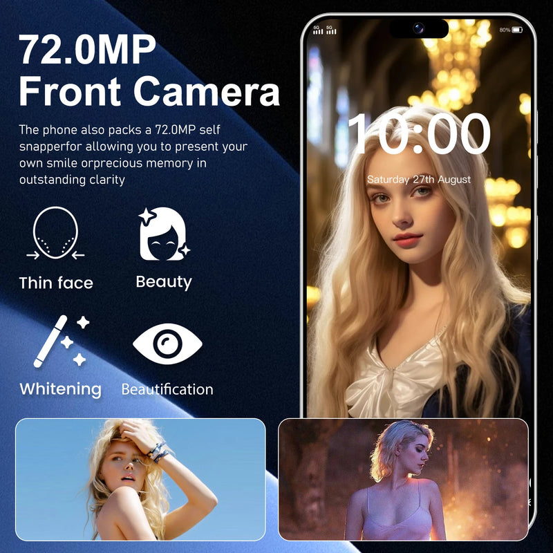 I16 Pro Max 2026 Novo HOT 6,8 polegadas HD Edição Global Original Smart Dual Card Bateria 6800mAh Função de reconhecimento facial