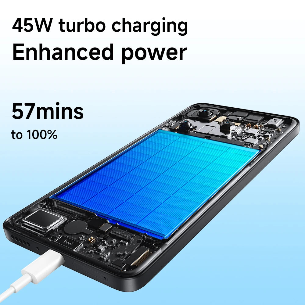 Novo smartphone Xiaomi Redmi Note 14 com tela OLED de 6,67 polegadas e taxa de atualização de 120Hz, processador MTK Dimensibility 7025-Ultra, bateria de 5500mAh, bateria de 45W, câmera de 50MP com OIS, certificação IP64