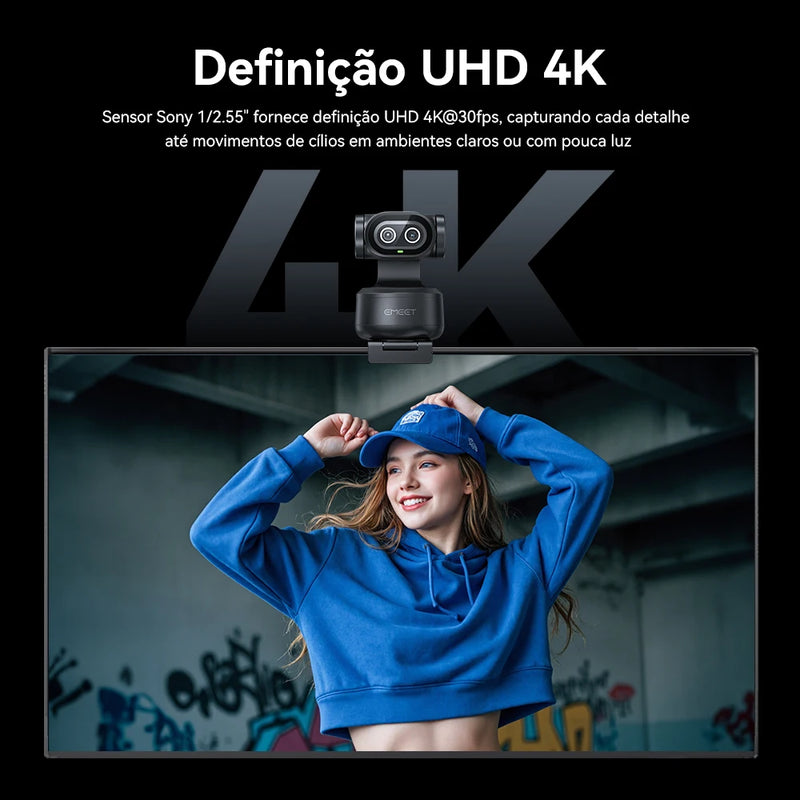 4K Webcam EMEET PIXY Dual-Camera AI Tracking Video Camera for Live Streaming With Sony Sensor Gesture Control Autofocus 3 Mics