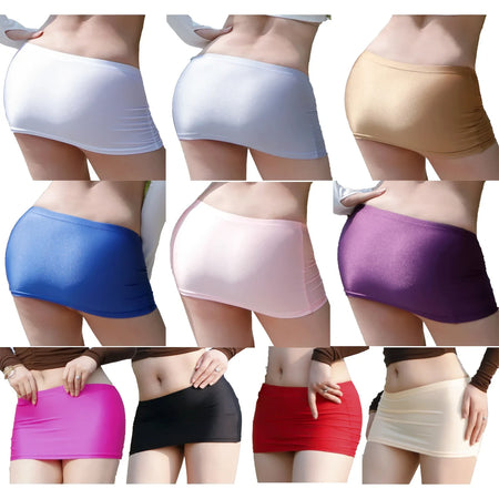 Minissaia feminina transparente de cintura baixa com cós elástico