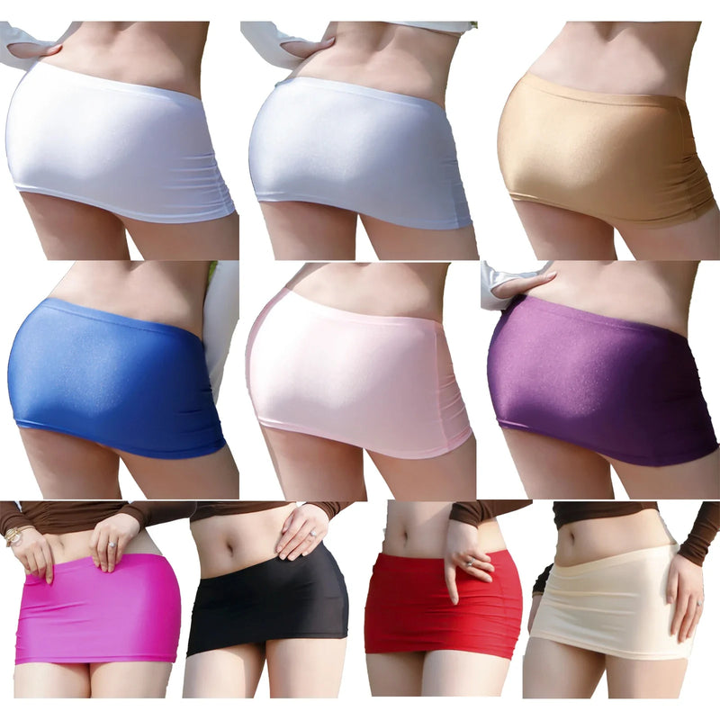 Minissaia feminina transparente de cintura baixa com cós elástico