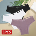 3 Calcinhas femininas de algodão, sexy, cintura baixa, renda, calcinha, macia, respirável, lingerie feminina íntima.