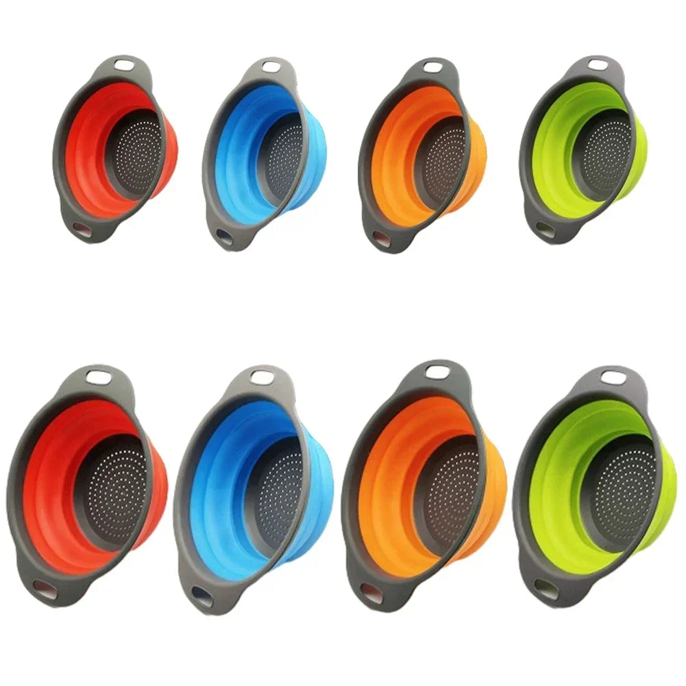 Escorredor Dobrável de Silicone para Frutas e Legumes – Cesto Multifuncional de Cozinha