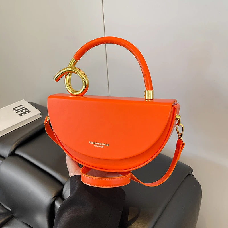 Bolsa Feminina Transversal Meia-Lua – Estilo Saddle em Couro PU, Design Elegante, 8 Cores Disponíveis