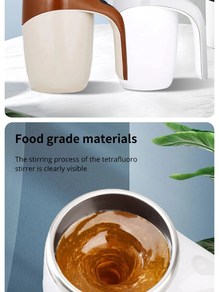 Caneca Misturadora Automática Elétrica Recarregável – Copo de Café Portátil em Aço Inoxidável com Sistema Magnético Giratório
