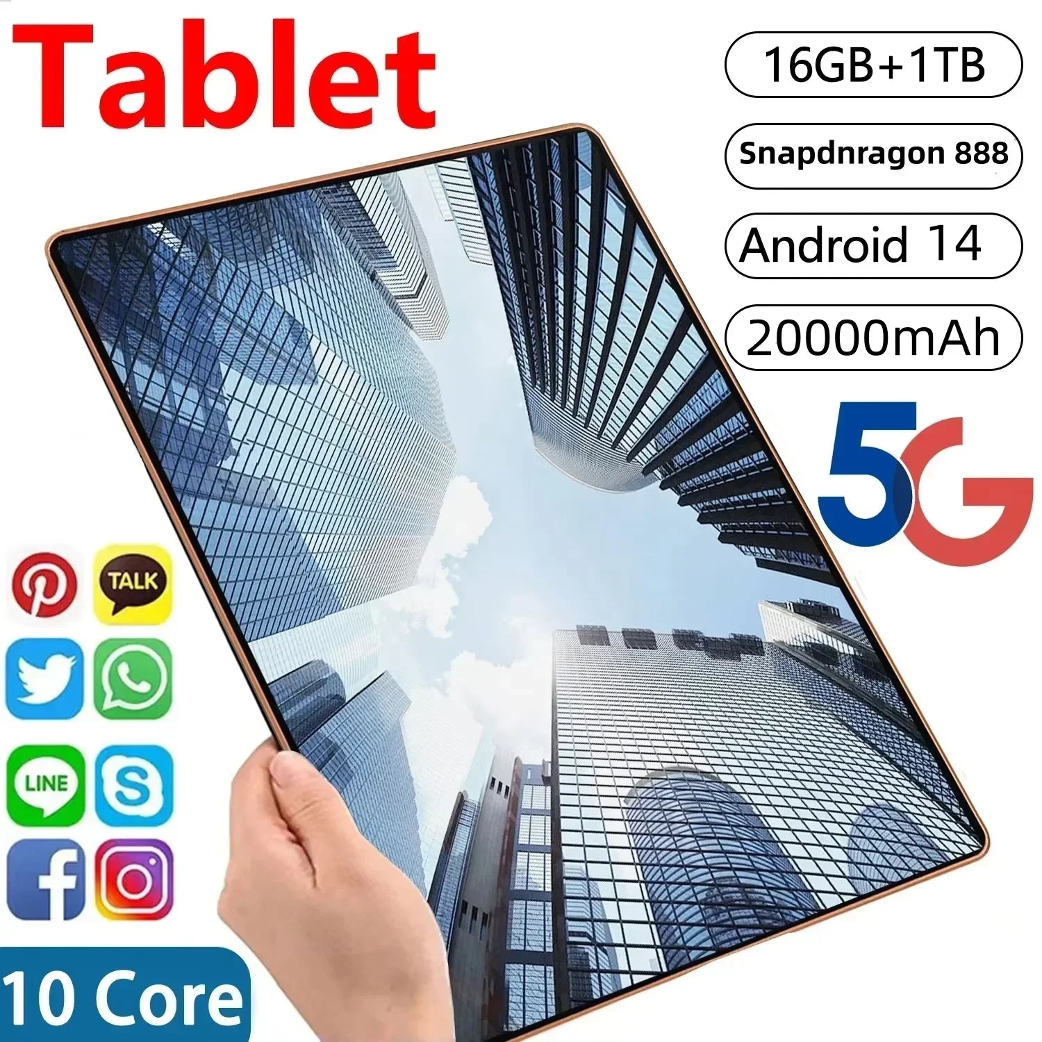 Tablet Pad 15 Pro 2025 – Android 14, 22GB RAM + 2TB, Snapdragon 888, 5G, Dual SIM, Wi-Fi, Tela HD 4K (Edição Global)