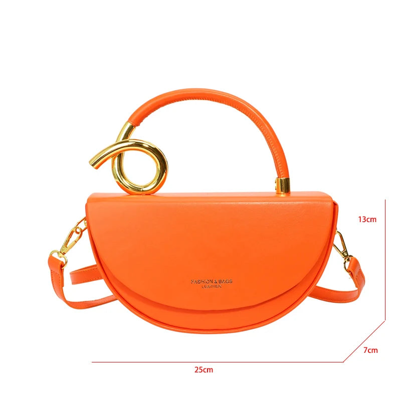 Bolsa Feminina Transversal Meia-Lua – Estilo Saddle em Couro PU, Design Elegante, 8 Cores Disponíveis