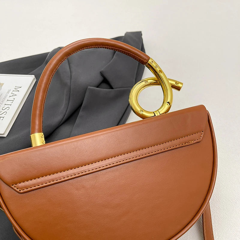 Bolsa Feminina Transversal Meia-Lua – Estilo Saddle em Couro PU, Design Elegante, 8 Cores Disponíveis