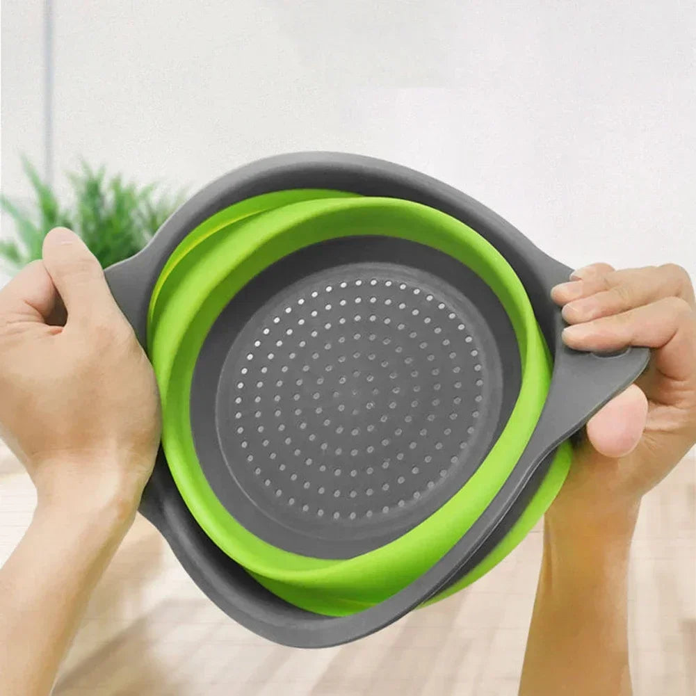 Escorredor Dobrável de Silicone para Frutas e Legumes – Cesto Multifuncional de Cozinha