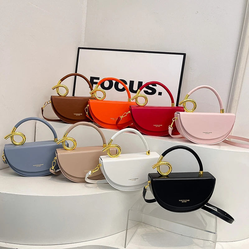 Bolsa Feminina Transversal Meia-Lua – Estilo Saddle em Couro PU, Design Elegante, 8 Cores Disponíveis