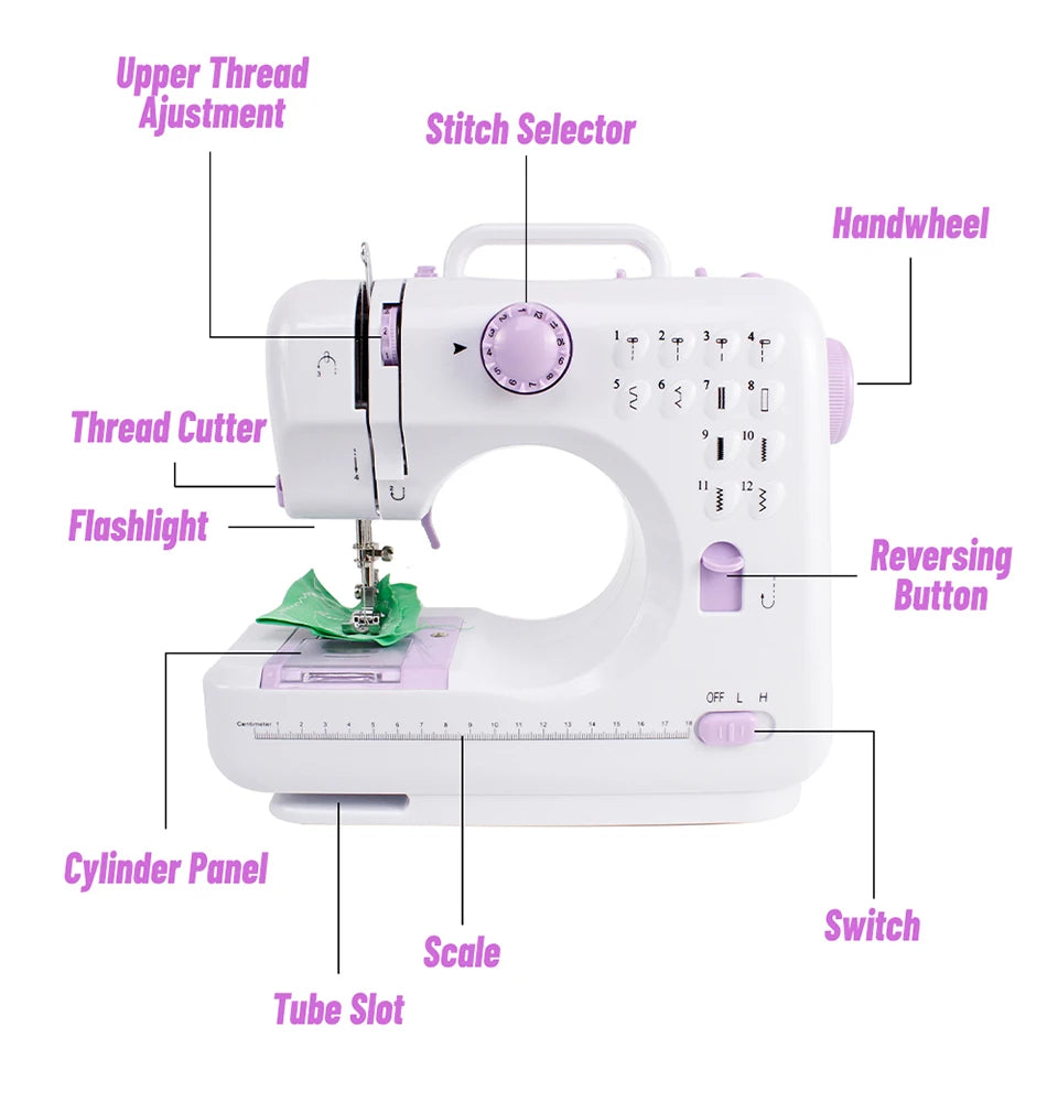 Mini Máquina de Costura Portátil 12 Pontos