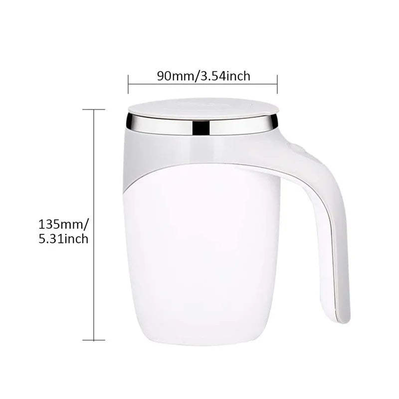 Caneca Misturadora Automática Elétrica Recarregável – Copo de Café Portátil em Aço Inoxidável com Sistema Magnético Giratório