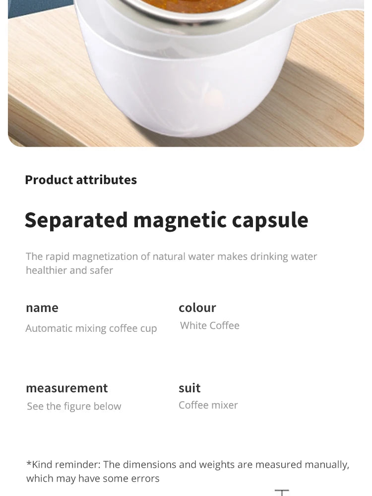 Caneca Misturadora Automática Elétrica Recarregável – Copo de Café Portátil em Aço Inoxidável com Sistema Magnético Giratório