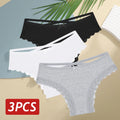 3 Calcinhas femininas de algodão, sexy, cintura baixa, renda, calcinha, macia, respirável, lingerie feminina íntima.