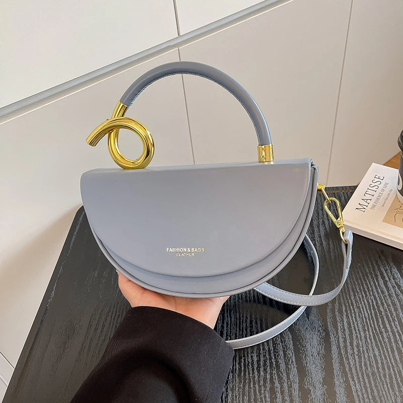 Bolsa Feminina Transversal Meia-Lua – Estilo Saddle em Couro PU, Design Elegante, 8 Cores Disponíveis