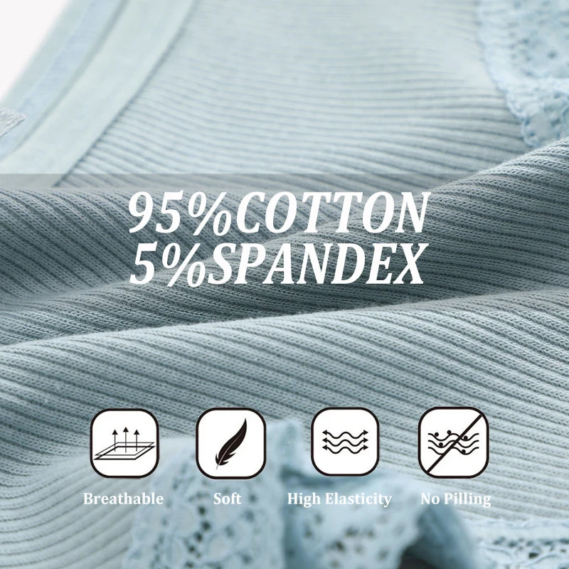 3 Calcinhas femininas de algodão, sexy, cintura baixa, renda, calcinha, macia, respirável, lingerie feminina íntima.