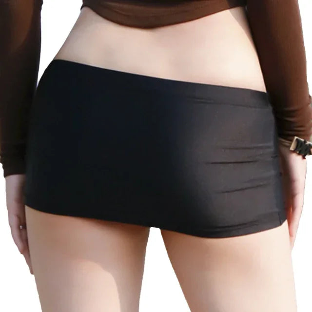 Minissaia feminina transparente de cintura baixa com cós elástico