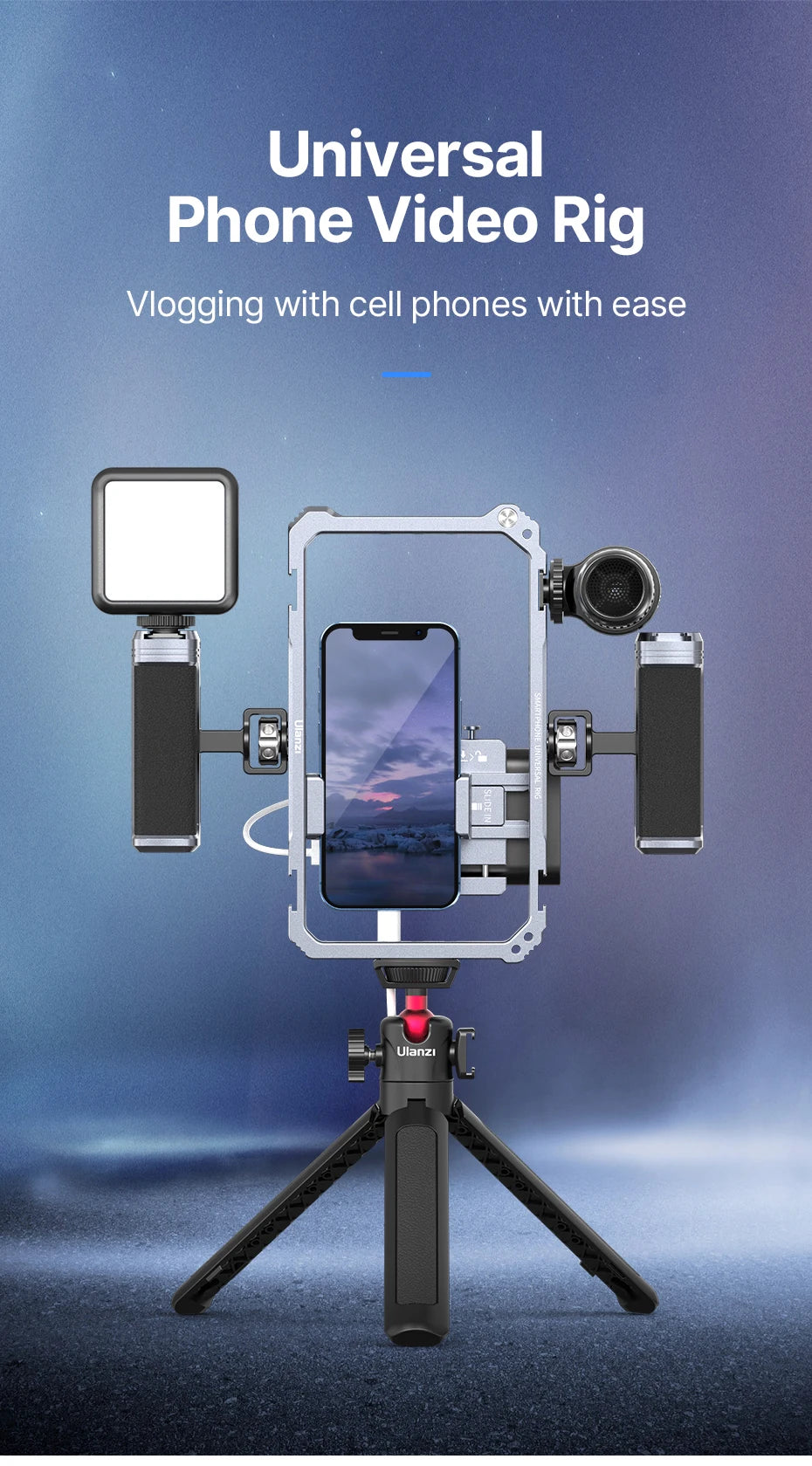 Ulanzi Rig Universal para Smartphone – Suporte com Dupla Empunhadura para Vlog, Vídeos e Fotografia (iPhone e Android)